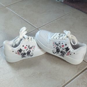 Disney Minnie And Mickey Mouse White Character Kids Sneakers Girls Size 6